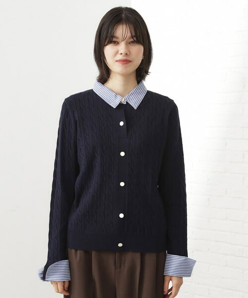 THE SHOP TK / ザ ショップ ティーケー ニット・セーター | 【着るだけでコーデ完成】シャツレイヤード風 ケーブルニット | 詳細13