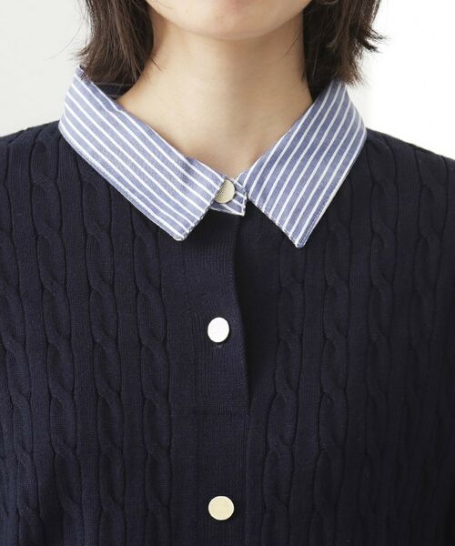 THE SHOP TK / ザ ショップ ティーケー ニット・セーター | 【着るだけでコーデ完成】シャツレイヤード風 ケーブルニット | 詳細16