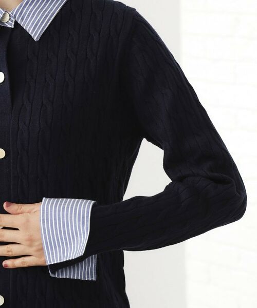 THE SHOP TK / ザ ショップ ティーケー ニット・セーター | 【着るだけでコーデ完成】シャツレイヤード風 ケーブルニット | 詳細17