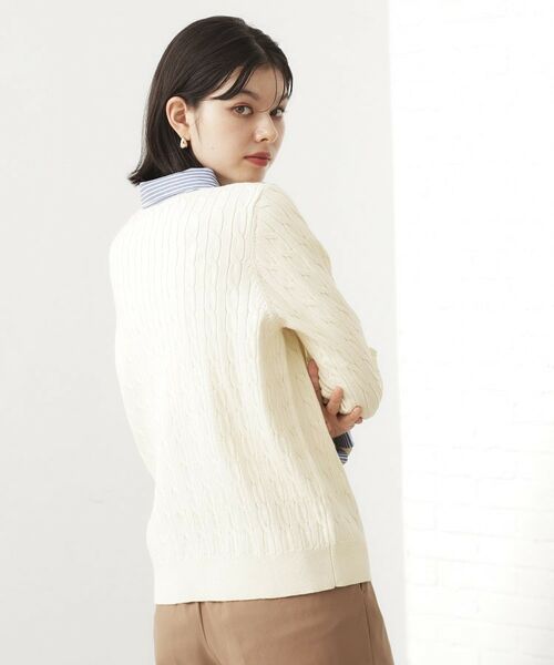 THE SHOP TK / ザ ショップ ティーケー ニット・セーター | 【着るだけでコーデ完成】シャツレイヤード風 ケーブルニット | 詳細2
