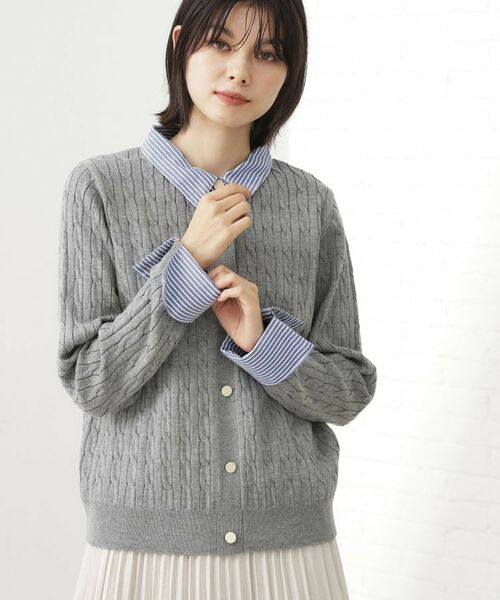 THE SHOP TK / ザ ショップ ティーケー ニット・セーター | 【着るだけでコーデ完成】シャツレイヤード風 ケーブルニット | 詳細5