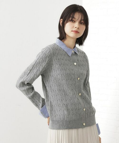 THE SHOP TK / ザ ショップ ティーケー ニット・セーター | 【着るだけでコーデ完成】シャツレイヤード風 ケーブルニット | 詳細6