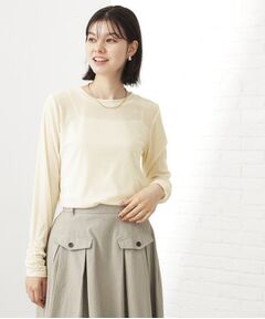 THE SHOP TK / ザ ショップ ティーケー カットソー | 【程よいシアー感】ベロア袖クシュプルオーバー