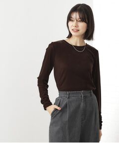 THE SHOP TK / ザ ショップ ティーケー カットソー | 【程よいシアー感】ベロア袖クシュプルオーバー