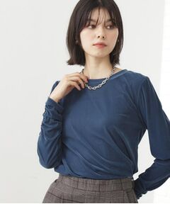 THE SHOP TK / ザ ショップ ティーケー カットソー | 【程よいシアー感】ベロア袖クシュプルオーバー