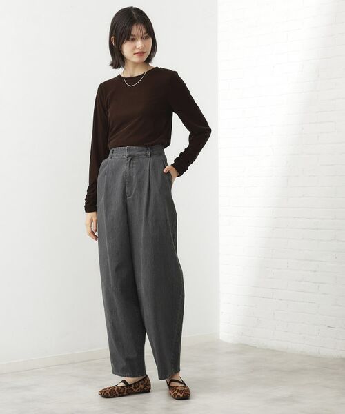 THE SHOP TK / ザ ショップ ティーケー カットソー | 【程よいシアー感】ベロア袖クシュプルオーバー | 詳細11