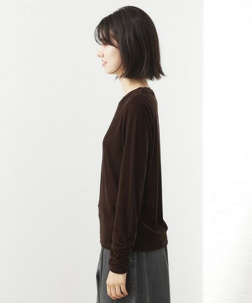 THE SHOP TK / ザ ショップ ティーケー カットソー | 【程よいシアー感】ベロア袖クシュプルオーバー | 詳細18