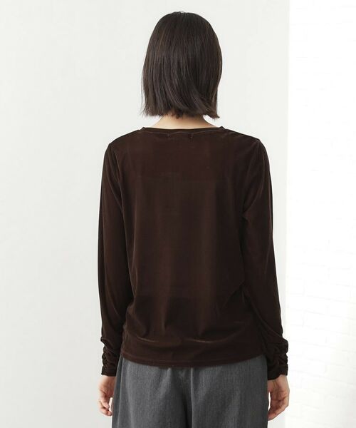THE SHOP TK / ザ ショップ ティーケー カットソー | 【程よいシアー感】ベロア袖クシュプルオーバー | 詳細19