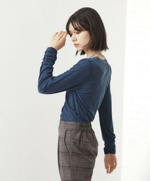 THE SHOP TK / ザ ショップ ティーケー カットソー | 【程よいシアー感】ベロア袖クシュプルオーバー | 詳細5