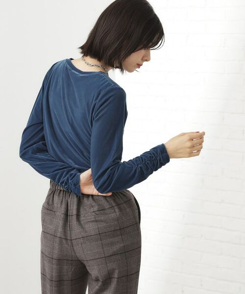 THE SHOP TK / ザ ショップ ティーケー カットソー | 【程よいシアー感】ベロア袖クシュプルオーバー | 詳細6