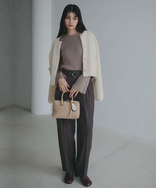 THE SHOP TK / ザ ショップ ティーケー カーディガン・ボレロ | 【即戦力】ベロアフェザーカーディガン | 詳細1