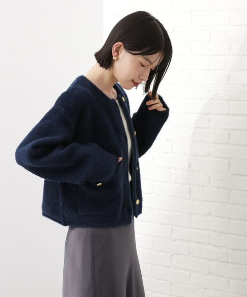 THE SHOP TK / ザ ショップ ティーケー カーディガン・ボレロ | 【即戦力】ベロアフェザーカーディガン | 詳細7