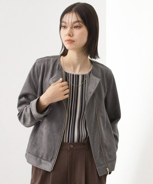 THE SHOP TK / ザ ショップ ティーケー レザーブルゾン・ジャケット | スエードライク ライダースジャケット | 詳細1