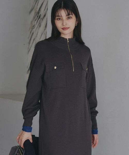 THE SHOP TK / ザ ショップ ティーケー ロング・マキシ丈ワンピース | 1枚でこなれ見え ハーフZIPワンピース【毛玉になりにくい/静電気防止/洗濯機OK】 | 詳細1