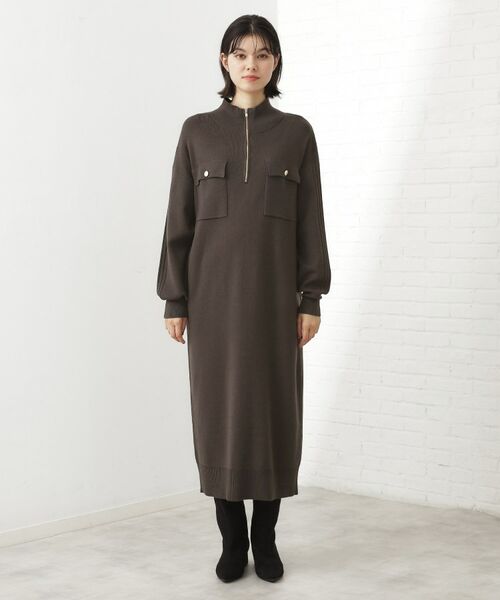 THE SHOP TK / ザ ショップ ティーケー ロング・マキシ丈ワンピース | 1枚でこなれ見え ハーフZIPワンピース【毛玉になりにくい/静電気防止/洗濯機OK】 | 詳細12