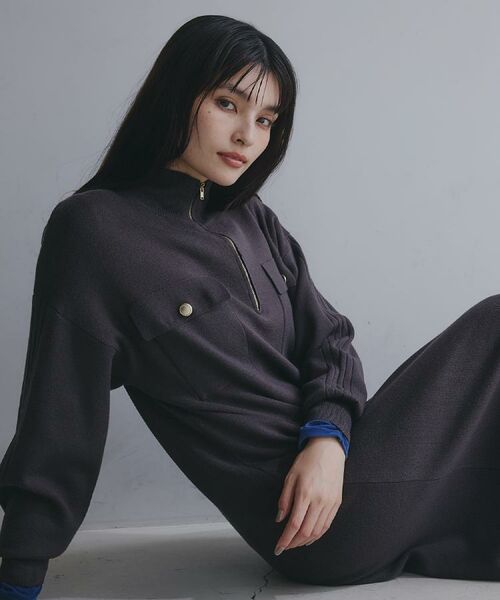 THE SHOP TK / ザ ショップ ティーケー ロング・マキシ丈ワンピース | 1枚でこなれ見え ハーフZIPワンピース【毛玉になりにくい/静電気防止/洗濯機OK】 | 詳細2