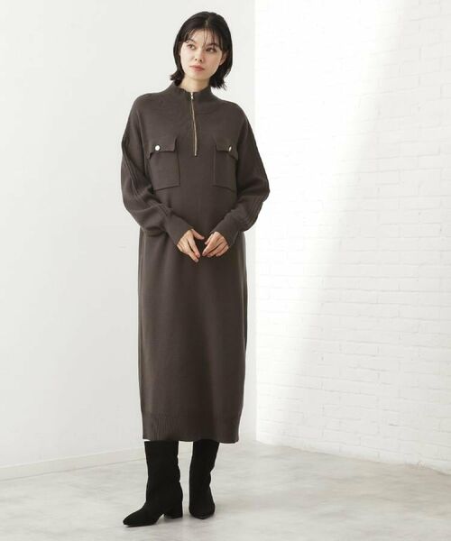 THE SHOP TK / ザ ショップ ティーケー ロング・マキシ丈ワンピース | 1枚でこなれ見え ハーフZIPワンピース【毛玉になりにくい/静電気防止/洗濯機OK】 | 詳細3