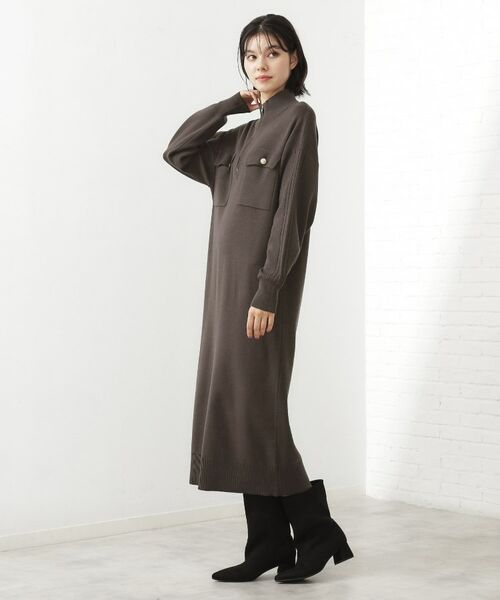 THE SHOP TK / ザ ショップ ティーケー ロング・マキシ丈ワンピース | 1枚でこなれ見え ハーフZIPワンピース【毛玉になりにくい/静電気防止/洗濯機OK】 | 詳細4