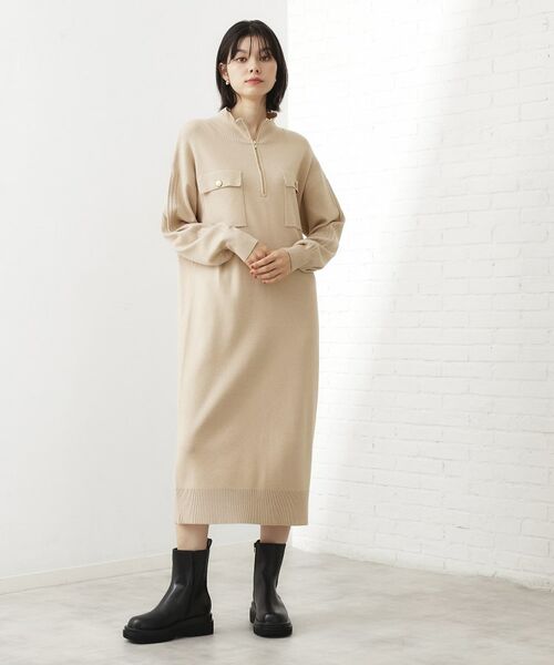 THE SHOP TK / ザ ショップ ティーケー ロング・マキシ丈ワンピース | 1枚でこなれ見え ハーフZIPワンピース【毛玉になりにくい/静電気防止/洗濯機OK】 | 詳細8