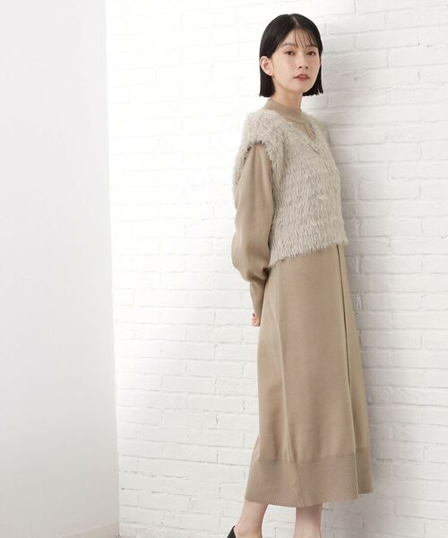 THE SHOP TK / ザ ショップ ティーケー ロング・マキシ丈ワンピース | 優秀ふわふわベスト＆ニットワンピース【毛玉になりにくい/静電気防止/洗える】 | 詳細1