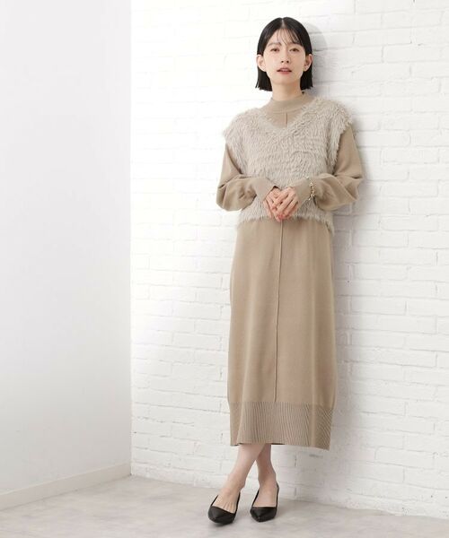 THE SHOP TK / ザ ショップ ティーケー ロング・マキシ丈ワンピース | 優秀ふわふわベスト＆ニットワンピース【毛玉になりにくい/静電気防止/洗える】 | 詳細2