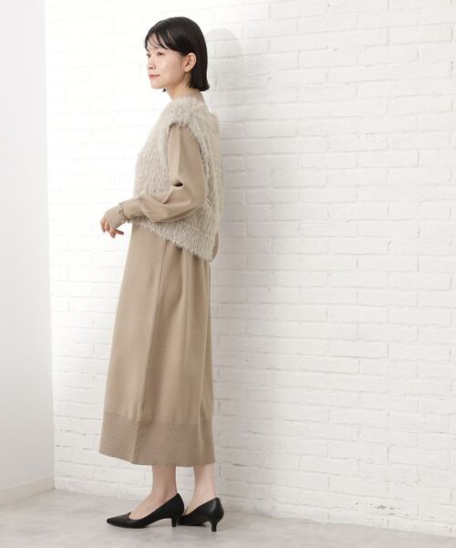 THE SHOP TK / ザ ショップ ティーケー ロング・マキシ丈ワンピース | 優秀ふわふわベスト＆ニットワンピース【毛玉になりにくい/静電気防止/洗える】 | 詳細3