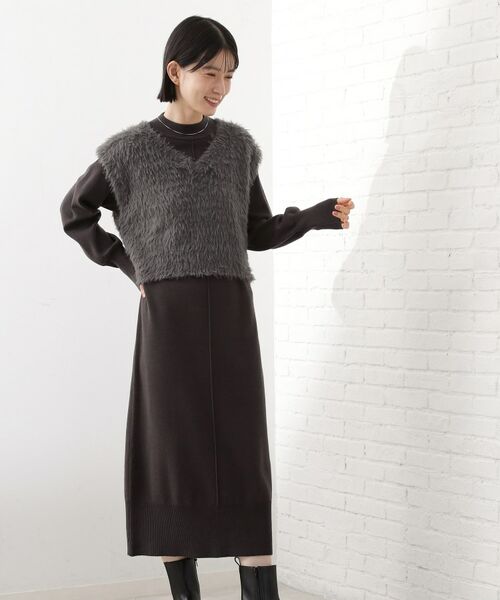 THE SHOP TK / ザ ショップ ティーケー ロング・マキシ丈ワンピース | 優秀ふわふわベスト＆ニットワンピース【毛玉になりにくい/静電気防止/洗える】 | 詳細5