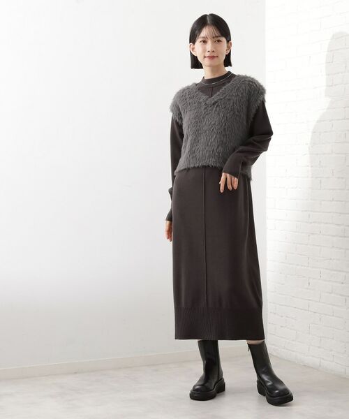 THE SHOP TK / ザ ショップ ティーケー ロング・マキシ丈ワンピース | 優秀ふわふわベスト＆ニットワンピース【毛玉になりにくい/静電気防止/洗える】 | 詳細6