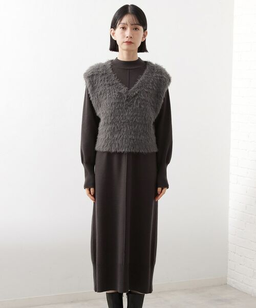 THE SHOP TK / ザ ショップ ティーケー ロング・マキシ丈ワンピース | 優秀ふわふわベスト＆ニットワンピース【毛玉になりにくい/静電気防止/洗える】 | 詳細9