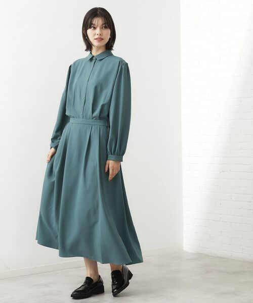 THE SHOP TK / ザ ショップ ティーケー ロング・マキシ丈ワンピース | 【即戦力】フィット&フレア長袖ワンピース(ブルー(092))