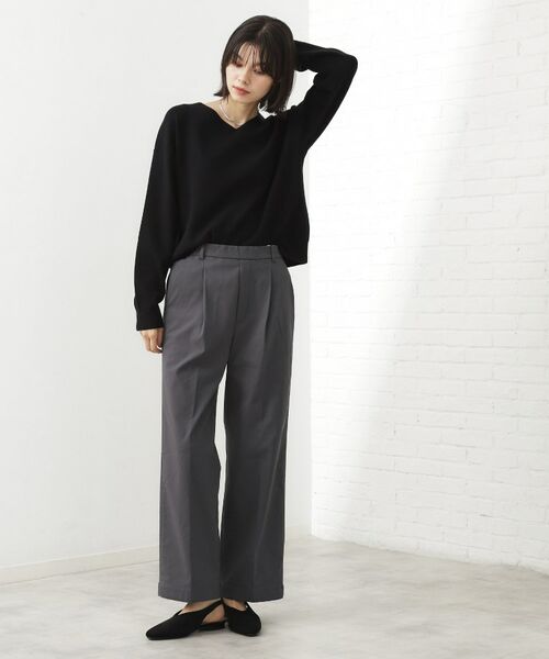 THE SHOP TK / ザ ショップ ティーケー パンツ | 【ラクで快適】ハイパーストレッチ あったか裏起毛ワイドパンツ | 詳細3