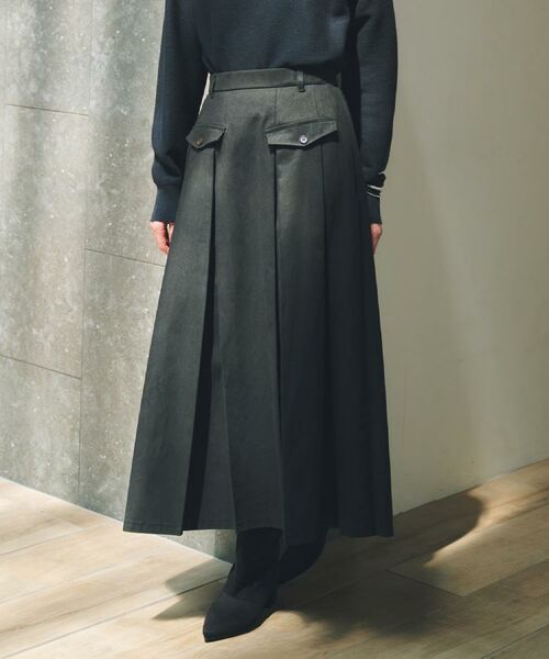 THE SHOP TK / ザ ショップ ティーケー ロング・マキシ丈スカート | フラップタックスカート【洗える】 | 詳細2
