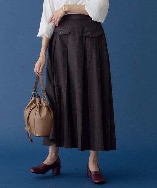 THE SHOP TK / ザ ショップ ティーケー ロング・マキシ丈スカート | フラップタックスカート【洗える】 | 詳細24