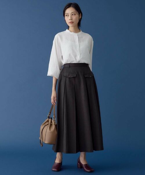 THE SHOP TK / ザ ショップ ティーケー ロング・マキシ丈スカート | フラップタックスカート【洗える】 | 詳細3