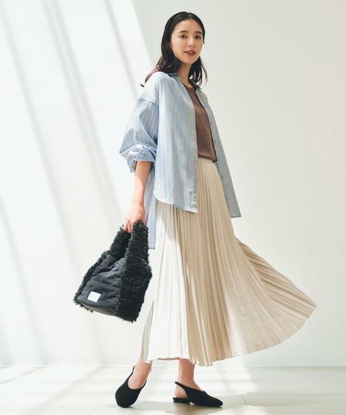 THE SHOP TK / ザ ショップ ティーケー ロング・マキシ丈スカート | スエードプリーツスカート【洗える】 | 詳細1