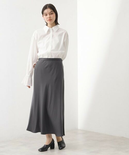 THE SHOP TK / ザ ショップ ティーケー ロング・マキシ丈スカート | サテンAラインスカート【洗える】 | 詳細12