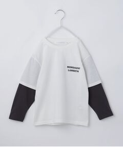 THE SHOP TK / ザ ショップ ティーケー Tシャツ | 【110－160】レイヤード風デニムアップリケロンTee