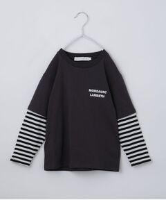 THE SHOP TK / ザ ショップ ティーケー Tシャツ | 【110－160】レイヤード風デニムアップリケロンTee