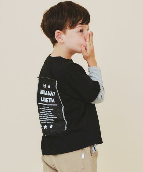 THE SHOP TK / ザ ショップ ティーケー Tシャツ | 【110－160】レイヤード風デニムアップリケロンTee | 詳細3