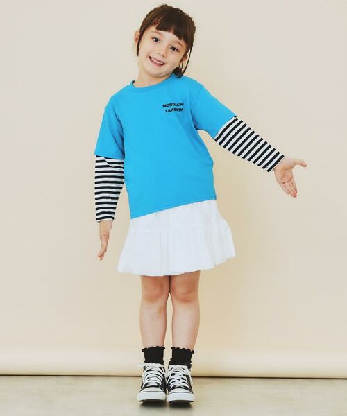 THE SHOP TK / ザ ショップ ティーケー Tシャツ | 【110－160】レイヤード風デニムアップリケロンTee | 詳細7