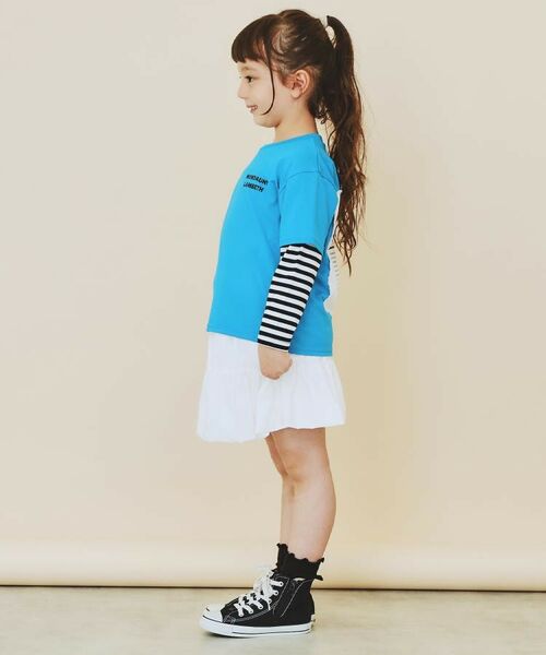 THE SHOP TK / ザ ショップ ティーケー Tシャツ | 【110－160】レイヤード風デニムアップリケロンTee | 詳細8