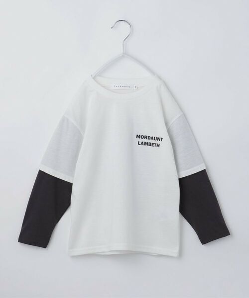 THE SHOP TK/ザ ショップ ティーケー 【110－160】レイヤード風デニムアップリケロンTee アイボリー(004) 11(110cm)