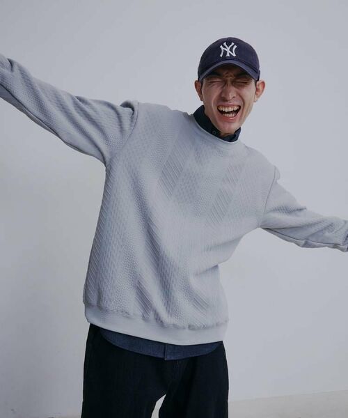 THE SHOP TK / ザ ショップ ティーケー スウェット | 【無地に飽きた方へ】ふくれジャカードスウェット　洗濯機OK/6色展開/ユニセックスでおすすめ！ | 詳細3