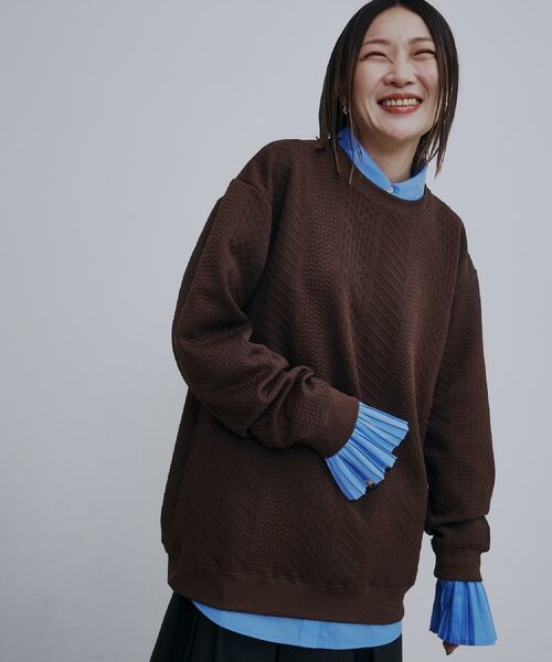 THE SHOP TK / ザ ショップ ティーケー スウェット | 【無地に飽きた方へ】ふくれジャカードスウェット　洗濯機OK/6色展開/ユニセックスでおすすめ！ | 詳細5