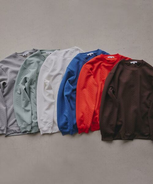 THE SHOP TK / ザ ショップ ティーケー スウェット | 【無地に飽きた方へ】ふくれジャカードスウェット　洗濯機OK/6色展開/ユニセックスでおすすめ！ | 詳細8