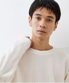 THE SHOP TK / ザ ショップ ティーケー カットソー | 【心地良い、滑らかさ】レイヤード風ケーブル ニットソー 【洗濯機OK】