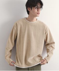 THE SHOP TK / ザ ショップ ティーケー カットソー | 【心地良い、滑らかさ】レイヤード風ケーブル ニットソー 【洗濯機OK】