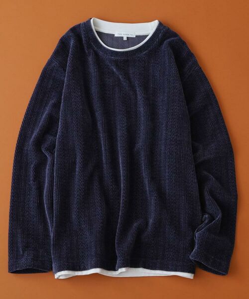 THE SHOP TK / ザ ショップ ティーケー カットソー | 【心地良い、滑らかさ】レイヤード風ケーブル ニットソー 【洗濯機OK】 | 詳細1