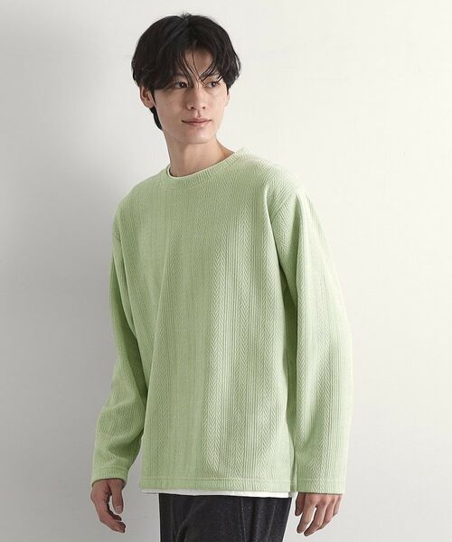 THE SHOP TK / ザ ショップ ティーケー カットソー | 【心地良い、滑らかさ】レイヤード風ケーブル ニットソー 【洗濯機OK】 | 詳細25