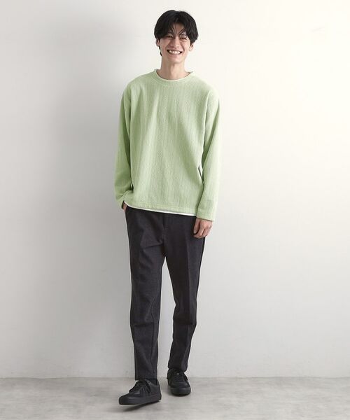 THE SHOP TK / ザ ショップ ティーケー カットソー | 【心地良い、滑らかさ】レイヤード風ケーブル ニットソー 【洗濯機OK】 | 詳細27